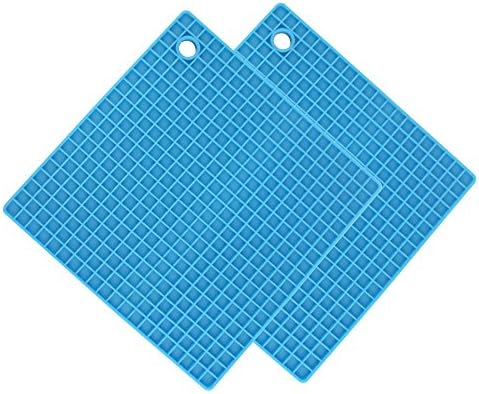 Solarphy Silicone Multiple Purpose Kitchen Tools-Heat Resistance-Flexible-Trivet, Pot Holder, Spoon Rest, Jar Opener-Excellent Gift for Her Pakced in 2 (Blue)