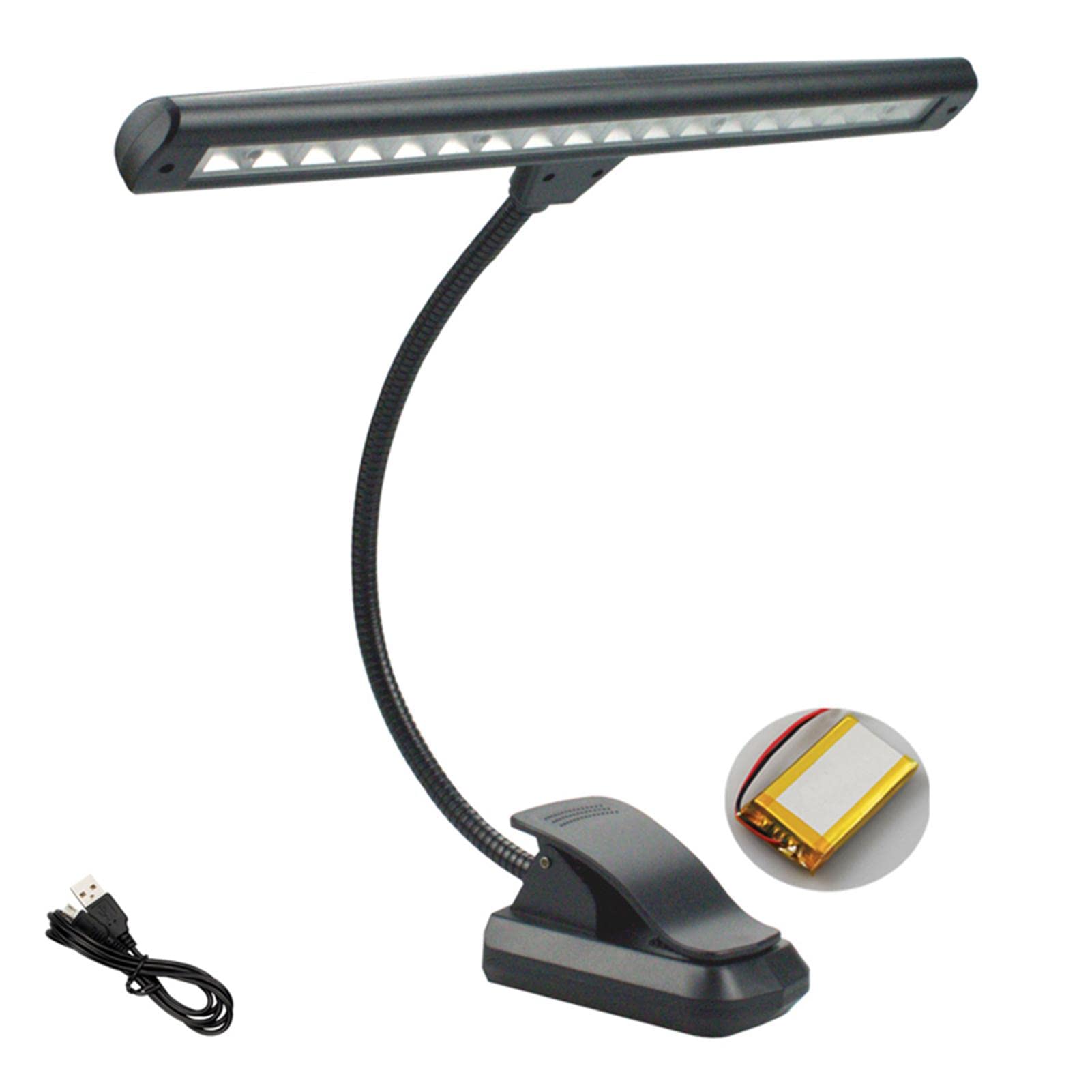 QOTSTEOS Music Stand Light, Keyboard Wide Desk Clip On 18 LEDs 3 Colors Music Stand Light 2 Levels Piano