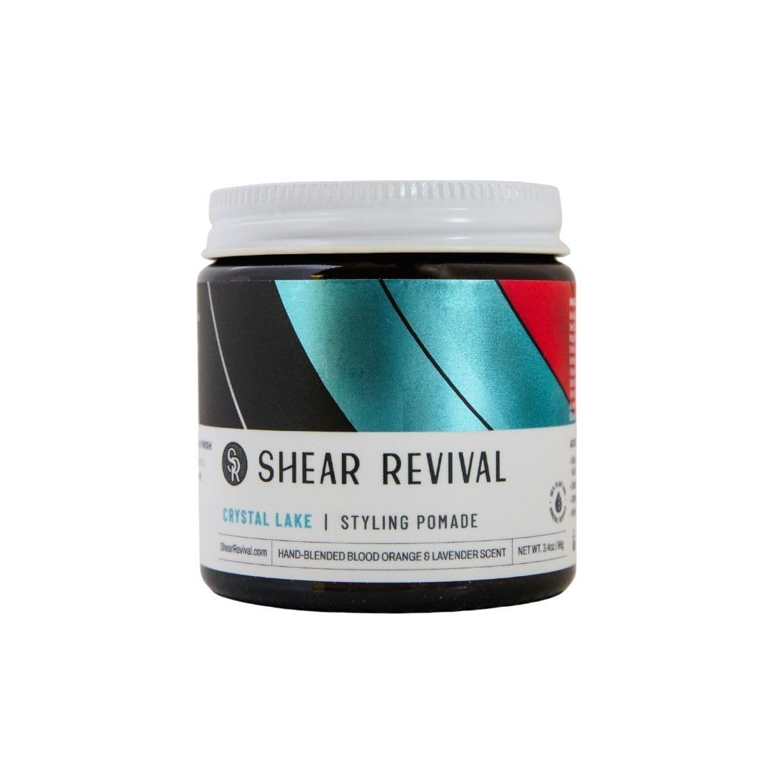 Shear Revival Crystal Lake Pomade – Medium Hold Water-Based Hair Styling for Men – Natural Shine, Plant-Based & Nourishing Formula – 96g