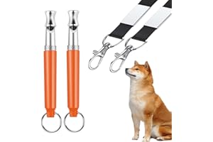POOUTY Professional Dog Training Whistles to Call Your Dogs, Whistles to Make Dogs Come to You, Adjustable Ultrasonic Silent That Only Dogs Can Hear, Pet Training Whistle with Lanyard for Recall (Orange)