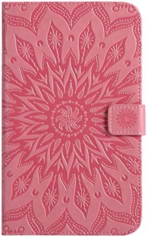 LYO Galaxy Tab A 7.0 Inch Case, [Card Slots/Cash Packet] Premium Emboss Sunflower PU Leather Folio Wallet Stand Shell Flip Case Cover for Samsung Galaxy Tab A 7.0 Inch (SM-T280) - Pink