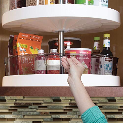 mDesign Deep Plastic Kitchen Lazy Susan Storage Organizer Bin
