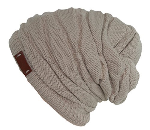 Women's Casual Knit Multi Purpose Winter Thick Warm Slouchy Headwrap Beanie Cap Hat - Khaki