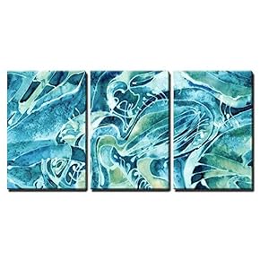 3 Piece Canvas Wall Art - Abstract Background on The Sea Water - Modern Home Art Stretched and Framed Ready to Hang - 16"x24"x3 Panels