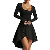 INKEEP Crew Neck Tennis Dress Long Sleeve Athletic Dress with Built in Shorts Golf Dress Workout Rompers