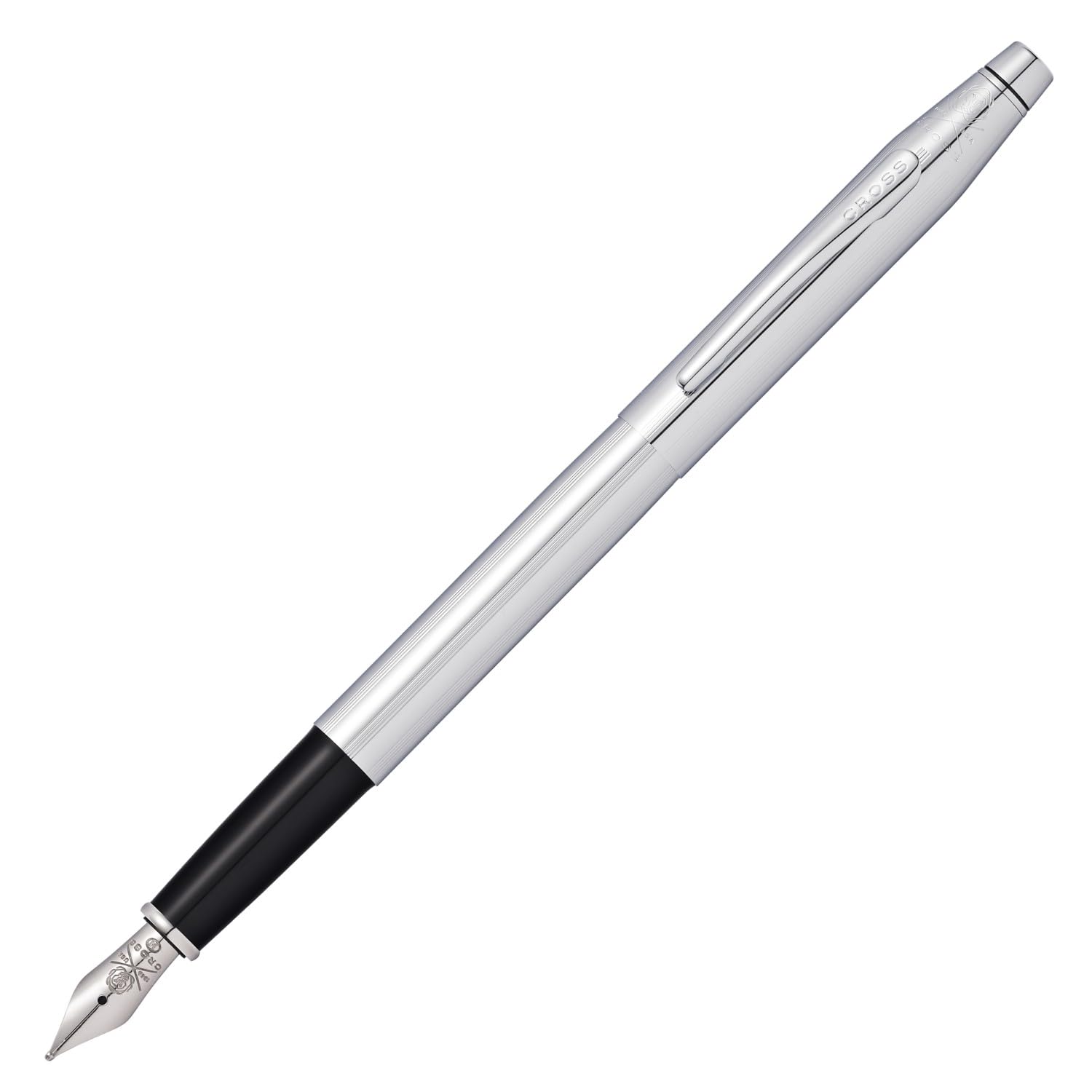 CROSS Classic Century Lustrous Chrome Fountain Pen with Fine Nib incl. Premium Gift Box – Refillable Cartridge Pen