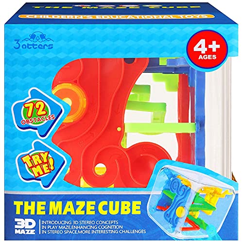 3 otters 2PCS 3D Puzzle Toys, 138 Obstacles Maze Ball Cube Maze Ball 72 Obstacles Puzzle Ball Interactive Maze Game with Education Toy for Kids Adults