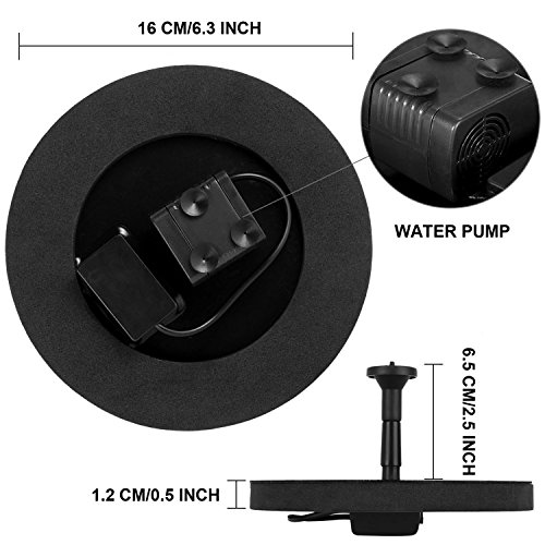 Solar Fountain Pump, Free Standing 1.4W Bird Bath Fountain Pump for Garden and Patio, Solar Panel Kit Water Pump (de1) - Thumbnail 3