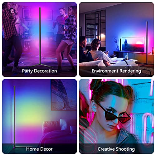 LED RGB Corner Floor Lamp: Bedee 16 Million Color Changing Floor Lamps with Remote,Smart App Control with DIY Music Sync Mode, Floor Lamp Light for Entertainment,TV and Living Room Bedrooms Decoration