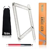 Angle Ruler Angleizer Template Tool-Upgraded Stainless Steel Multi Measuring Tool for handymen, Carpenters, Craftsmen, Tilers and DIYers-GREAT GIFT: Includes Bonus Carpenter Pencil and Protective Bag.