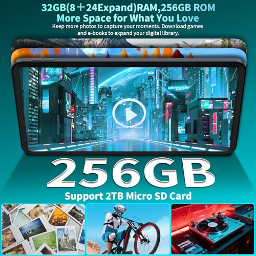 13 Inch Tablet with Keyboard, Android 16 Tablet, 32GB+256GB+2TB Expand, 1920x1200 IPS Display, Gemini AI, 10000mAh, 8-Core, Wi-Fi, GPS, Large Screen Tablet PC with Case, Mouse, Stylus(Black Case)
