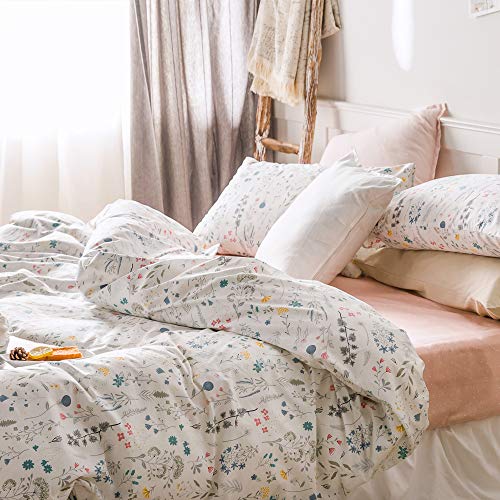 Floral Blossom Duvet Cover Full Queen Cotton White Bedding Collections