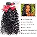 Alibeauty Water Wave Bundles with Closure 100% Brazilian Curly Human Hair 3 Bundles with Lace Closure Soft Deep Water Wave Wet and Wavy Hair Natural Black (16 18 20+14)