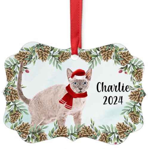 Lilac Devon Rex Cat Christmas Ornament 2024