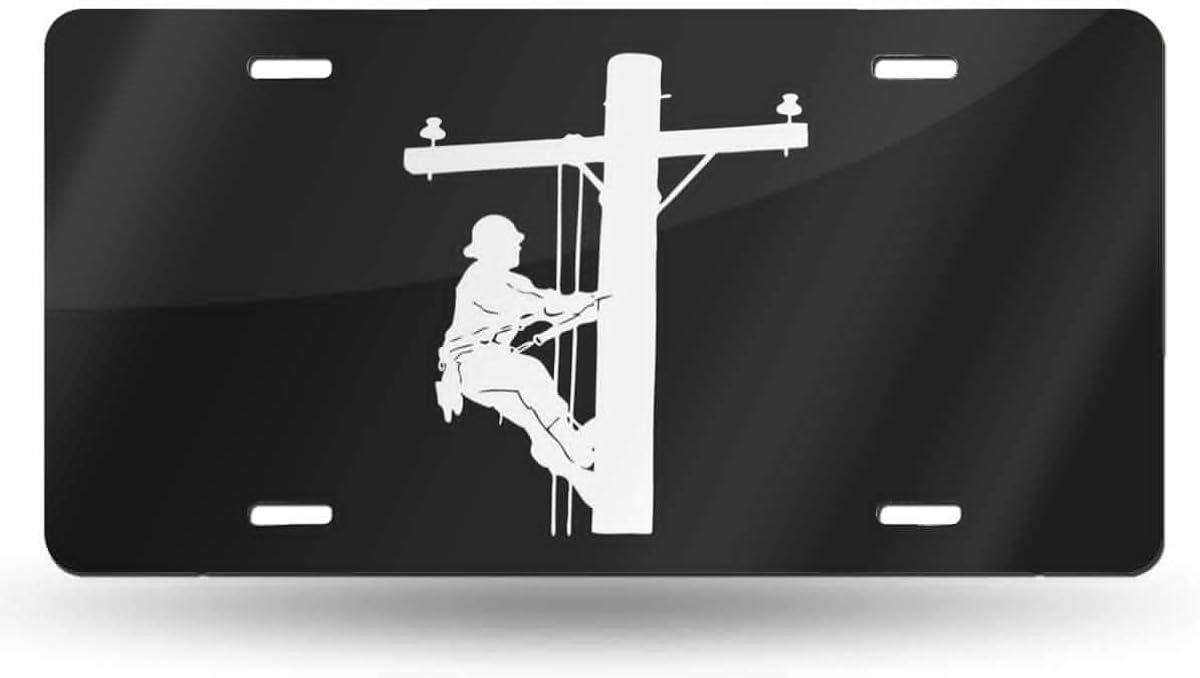 Lineman License Plate Front License Sign Car Tag White One Size at