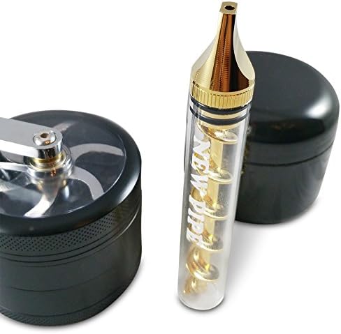 Premium Tobacco Herb Spice Grinder Bundle | Large Heavy Duty Magnetic Centric Cap | Raw Rolling Tray | Free Bonus Quartz Twisty Blunt | 2oz Stash Preserve Storage Jar, Kronic Krushers