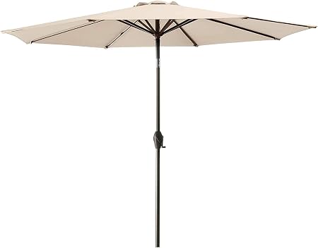 Amazon Com Bumblr 10ft Patio Umbrella Outdoor Market Umbrella With 8 Sturdy Ribs Wing Vent Push Button Tilt Crank 10 Ft Beige Garden Outdoor