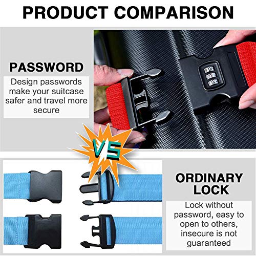 Luggage Tags Travel ID Tags with Address Card Luggage Straps Suitcase Belts for Travel -Red