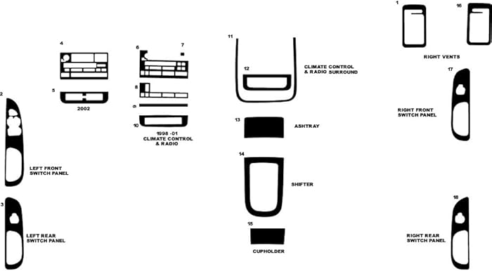 Rvinyl Rdash Dash Kit Decal Trim for Lincoln Continental 1998-2002 - Wood Grain (Oak Blonde)