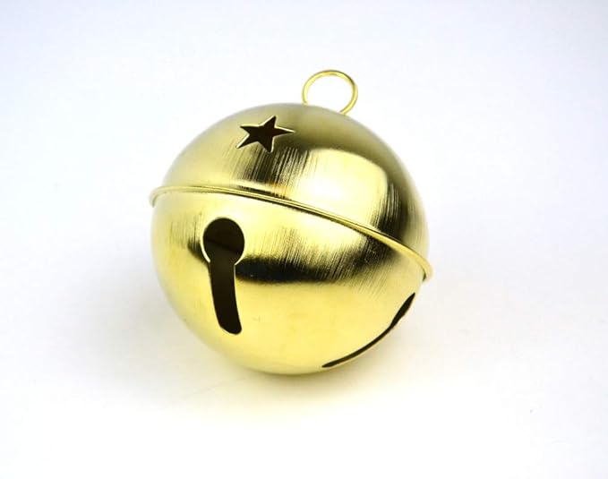 Jumbo Gold 80mm Jingle Bell with Star Cutouts for Crafts Craft Bells