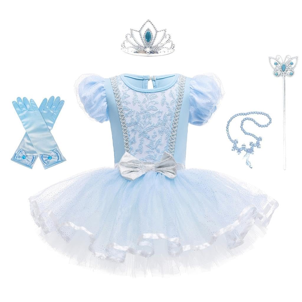 Lito Angels Princess Cinderella Ballerina Costume Fancy Ballet Tutu Dress Dance Wear Outfit with Accessories for Kids Girls Age 2-3 Years, Blue (Tag Number 100)