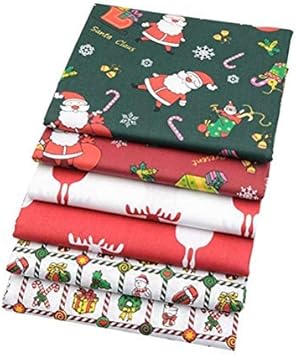 Naduew - Tela de algodón con estampado navideño, 6 piezas de tela