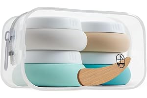 MO4TRAVEL Travel Containers for Toiletries - Small Travel Containers for Creams - 4 Pack of 20mL TSA Approved Travel Bottles with Clear Bag, Leak-Proof Silicone Travel Jars for Toiletries (Mountain)