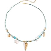 Inmorump Handmade Wave String Shell Necklace Braid Conch Starfish Charm Necklace Boho Cute Trendy Summer Colorful Necklaces Bracelets Beach Jewelry for Women