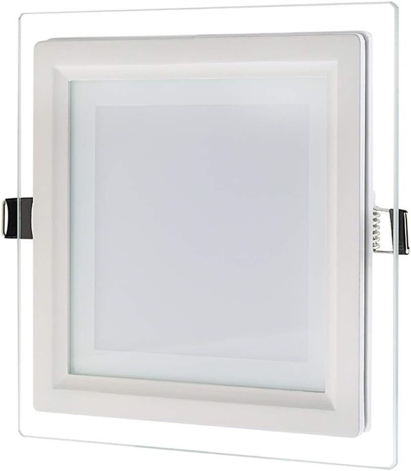 G.W.S® 18W Crystal Glass Edge Square LED Recessed Flat Panel Downlight Ceiling Light Day White (6000K), LED Driver Included