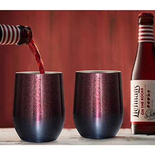 image for Insulated Wine Tumbler with Lid, Deedro 12 oz Double Wall Vacuum Insul