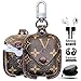 Airpods Leather Case Cover with Keychain Strap Accessories Kits, JANSAE Design Protective Airpod Case Compatible Apple Airpods 1/2 Charging Case (Brown/Flower)