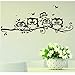 Vinyl Art Decal Cartoon Owl Butterfly Wall Sticker Decor Home Decal for Kids Home Living Room Bedroom Bathroom Kitchen Office Wallpaper (Black)