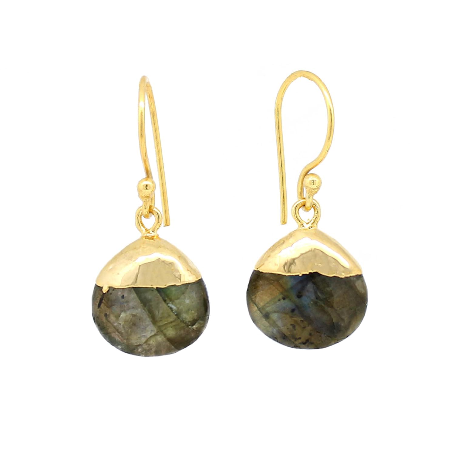 Gempires Natural Labradorite Teardrop Dangle Earrings For Women Dainty Crystal Jewelry Gemstone Handmade Boho Earrings for Women