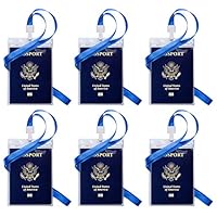 Passport ID Badge Holders, OUSL 6 Pack 4.25x6.38 Inch Vertical PVC Waterproof Name Tag Barcode Card Holder with Lanyards