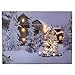 BANBERRY DESIGNS LED Wall Art - Lighted Canvas Prints - Cabin Christmas Scene - Canvas Holiday Print with Cardinals Snow and Trees - LED - Measures 12