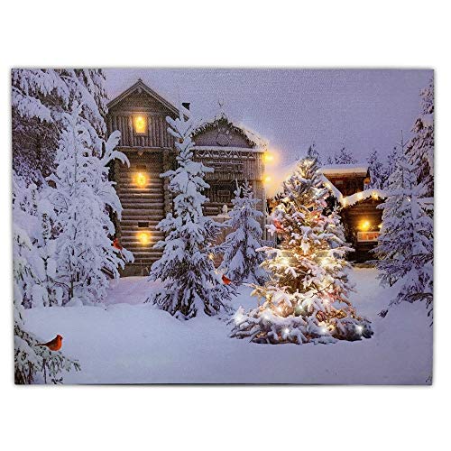 Banberry Designs Lighted Christmas Wall Art 12 X 16 Canvas Print