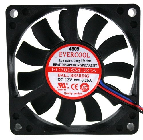 Evercool 70 x 70 x 15mm Ball Bearing Fan (3 Wires, 3-Pin Connector)