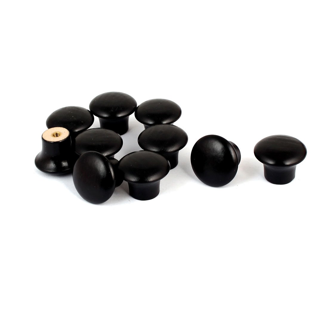 Sourcingmap Kitchen Cupboard Cabinet Door Wooden Pull Knob Grip Handle Black 24x18mm for Dresser Drawer Wardrobe 10pcs