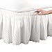 Collections Etc Eyelet Floral Scalloped Elastic Dust Ruffle Bed Skirt, Wrap-Around Easy Fit Design, White, Twin/Full