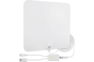 [Early Release 2025 Chip] HDTV Indoor Antenna (White) - Long Range 530 km Signal Reception - Hi-Power Amplified Antenna + 5 m