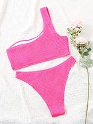 YIMISAN Womens Bikini Sets One Shoulder Top with