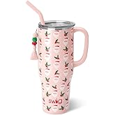 Swig Life 40oz Mega Mug, 40 oz Tumbler with Handle and Straw, Cup Holder Friendly, Dishwasher Safe, Extra Large Insulated Tumbler, Stainless Steel (Holly Jolly)