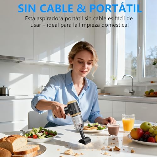 Mini Aspiradora para Coche 15000 Pa – Aspiradora Portátil Inalámbrica de Mano y Soplete de Aire con 2 Filtros, Ideal para Coche, Sofá, Oficina, Mascotas y Hogar