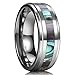 King Will NATURE Tungsten Carbide Ring Engagement Wedding Band Abalone Shell Inlay Polished Finish Step Edge 10.5
