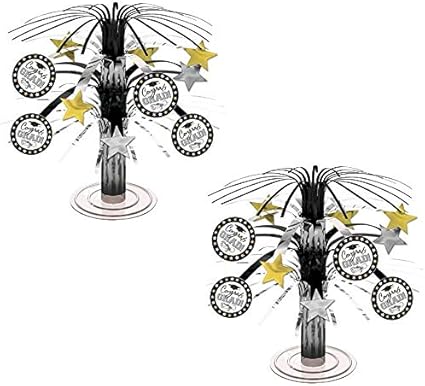 Amazon Com Black Silver And Gold Graduation Party Caps And Stars