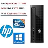 HP Slimline High Performance Mini Desktop (2017 Newest Model), Intel Core i7-7700T Processor 2.9 GHz, 8GB DDR4 2400 MHz, 1TB 7200rpm HDD, HDMI, DVD-RW, 802.11b/g/n, Bluetooth, Windows 10