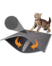 Pieviev Cat Litter Mat Trapper - 76 x 61 cm Honeycomb Double Layer Tapis Litiere Chat -Traps Messes, Easy Clean and Durable, Non Toxic Trapper Rug Suitable for Litter Tray（Grey）