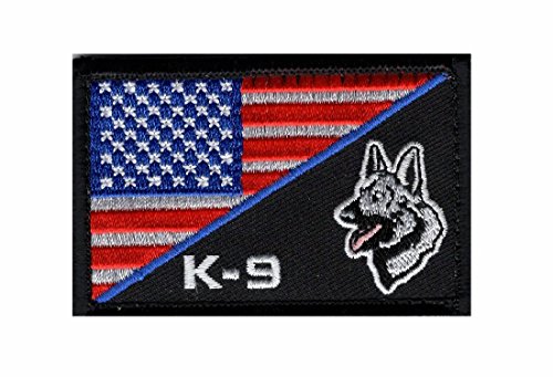 K-9 USA American Flag Thin Blue Line Police Swat Tactical Morale Hook Patch (PK2)