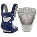 Ergobaby Bundle - 2 Items: French Blue Cool AIr Mesh All Carry Position 360 Baby Carrier and Easy Snug Infant Insert Grey