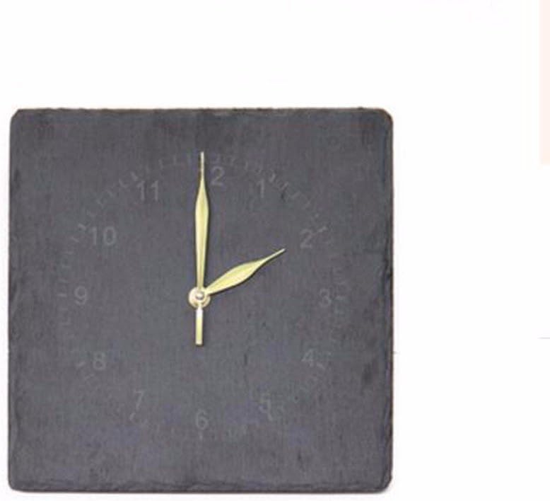 QPSSP Laser Carving Stone Wall Clock Clock Clock Square Golden Slate Carved Stone Creative Home Furnishing Stone Wall